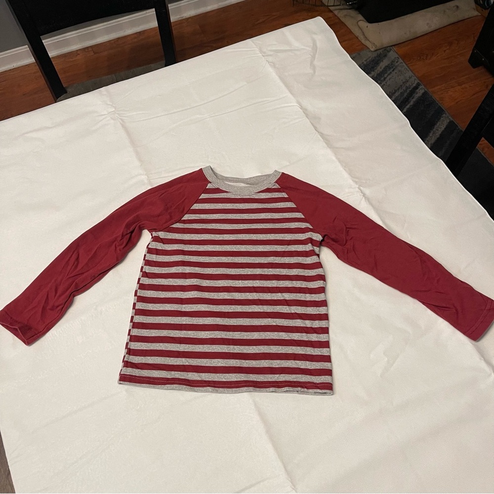 Garanimals Boys size 5T maroon and gray long sleeve stripe casual shirt